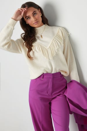 Gestrickter Basic-Pullover mit Fransen – schwarz h5 Bild11